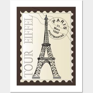 Lispe Tour Eiffel Vintage Look Stamp Posters and Art